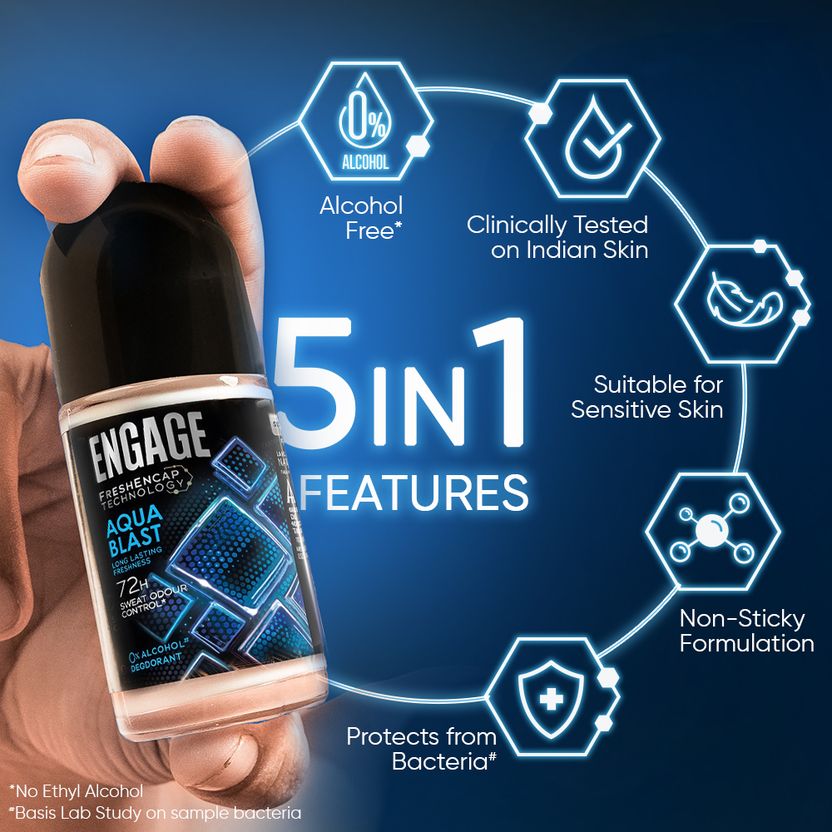 Engage Aqua Blast Underarm Roll On Deo 50ml - Image 9