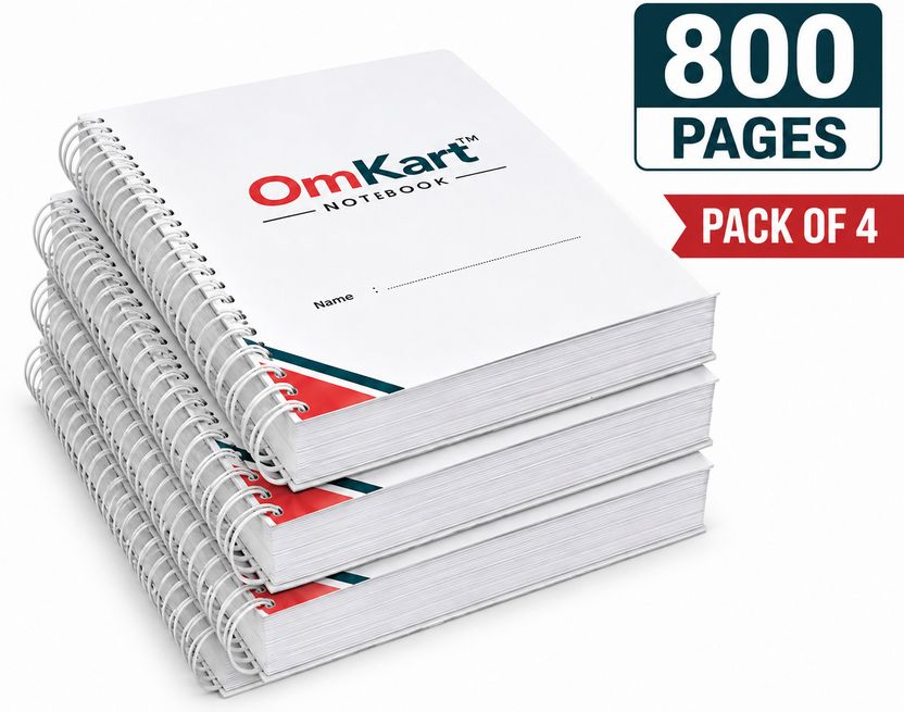 Omkart Spiral Notebook Size A4 Notebook Plain 800 Pages (White, P...more - Image 1