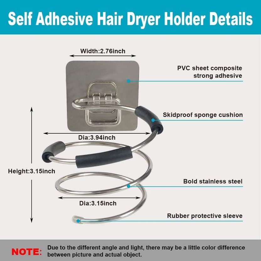 Morbee HairDryerHolder-StainlessSteel-WallMount-Organizer-Shelf - Image 3