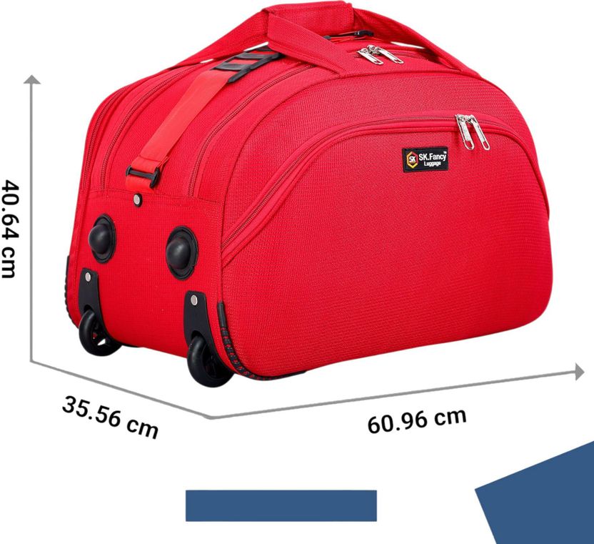 SK Fancy Luggage Red Duffle Bag With Wheels - Image 3