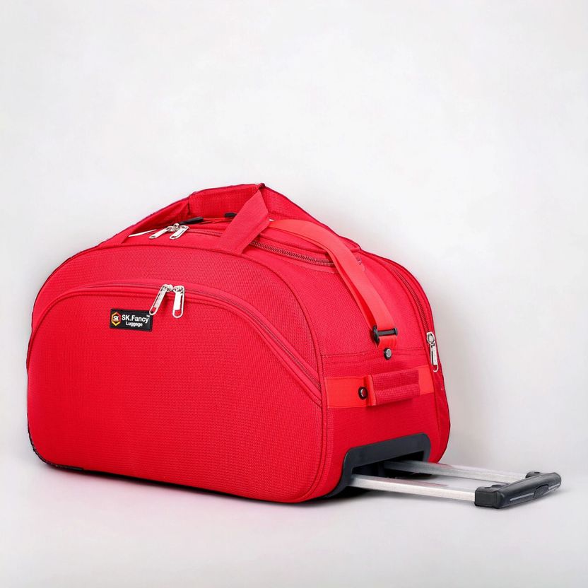 SK Fancy Luggage Red Duffle Bag With Wheels - Image 5