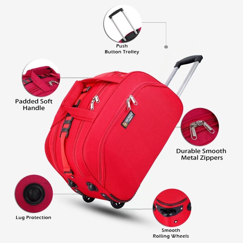 SK Fancy Luggage Red Duffle Bag With Wheels - Image 2