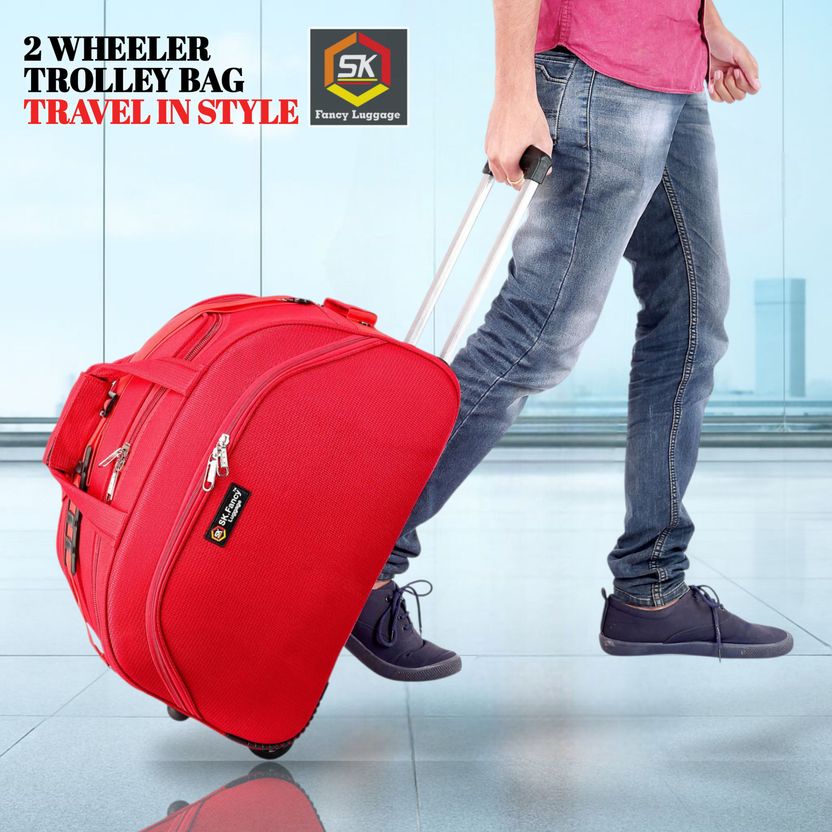 SK Fancy Luggage Red Duffle Bag With Wheels - Image 1