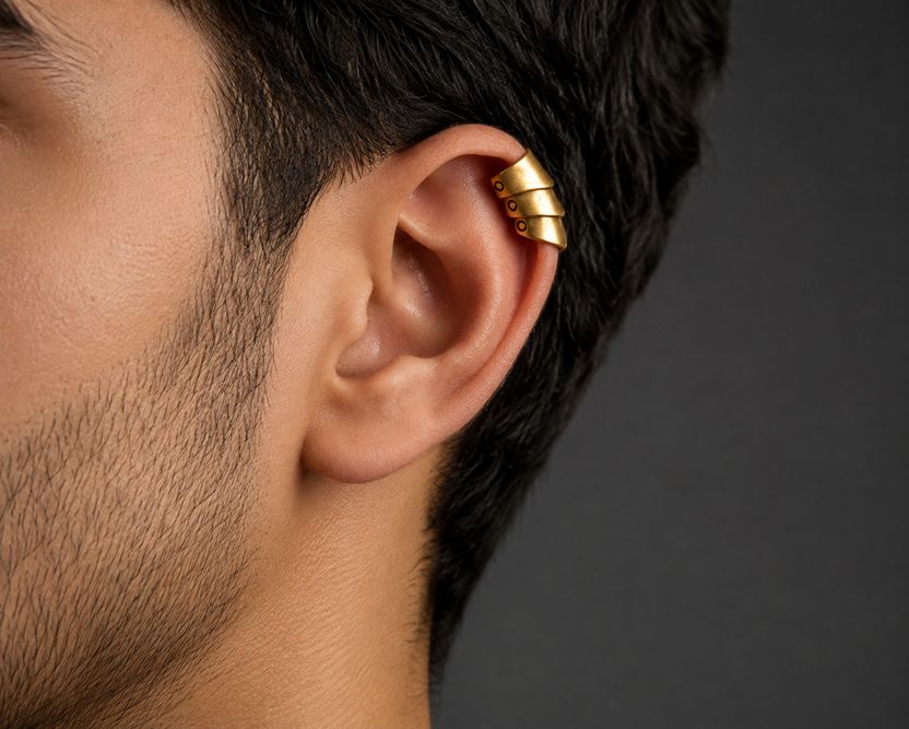 PEony Golden Triple Layer Ear Cuff - Image 2
