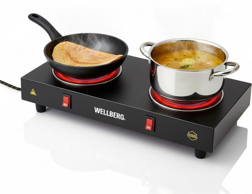 Wellberg Portable Double Coil Camping Stove 2000W - 2 Burner - Image 1