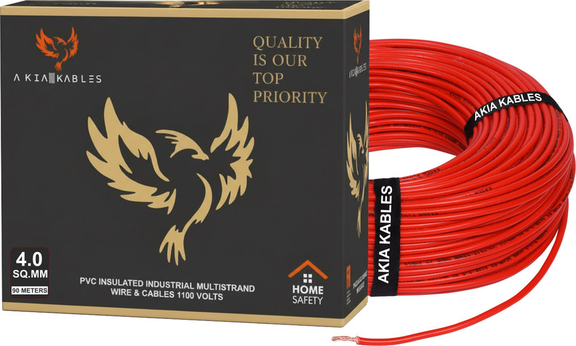 AKIA KABLES 4.0 sqmm COPPER |90 MTR| FR PVC |Multi Strand | Electrical Wire 4 sq/mm Red 90 m Wire Price in India - Buy AKIA KABLES 4.0 sqmm COPPER |90 MTR| FR PVC |Multi Strand | Electrical Wire 4 sq/mm Red 90 m Wire online at Flipkart.com