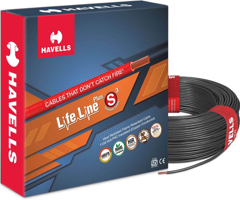 HAVELLS HRFR PVC 1.5 sq/mm Black 90m Wire - Image 1