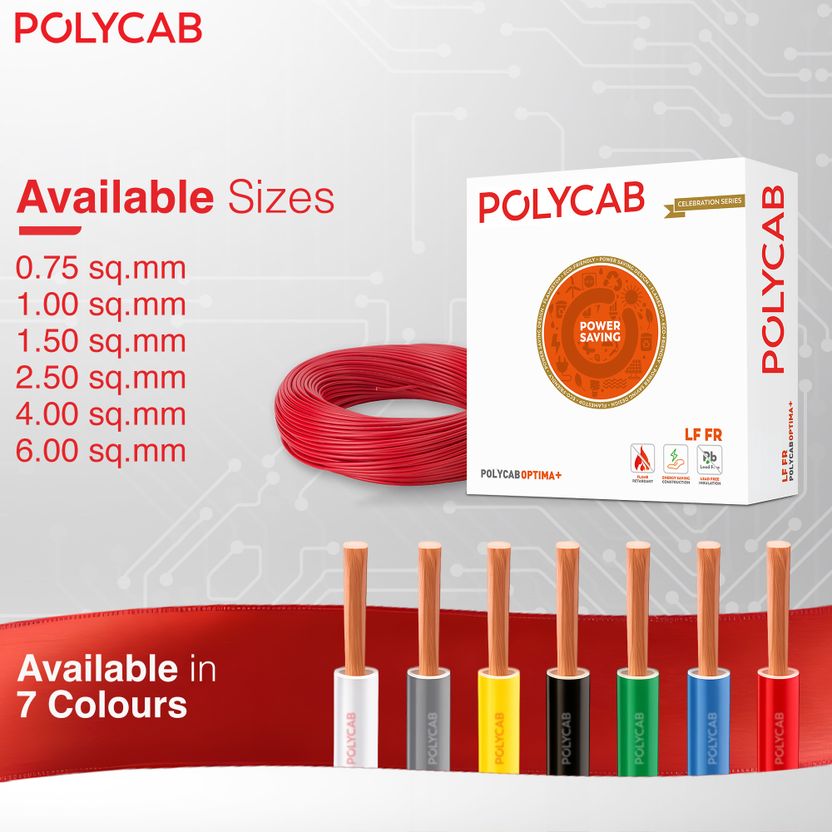 Polycab Optima Plus 1 sq/mm Yellow 90 m Wire - Image 5