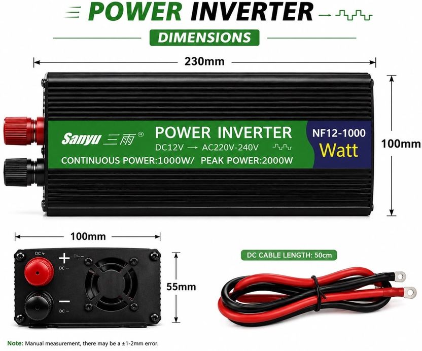 EASTRA 1000W Power Inverter, DC 12V to AC 220-240V - Image 2