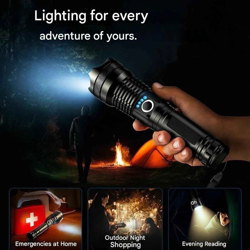 EPONYMOUS M376 Zoomable LED Long Range Torch Black - Image 5