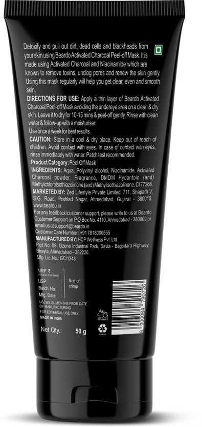 BEARDO Charcoal Peel Off Mask for Glowing Skin, 50g - Image 7
