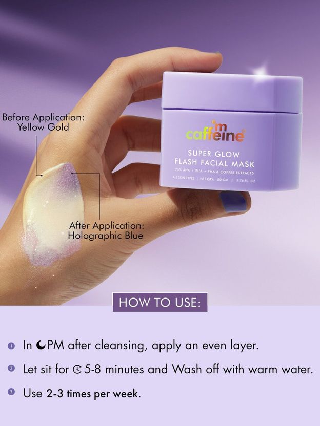 mCaffeine Super Glow Flash Facial 25% AHA+BHA+PHA Mask - Image 3
