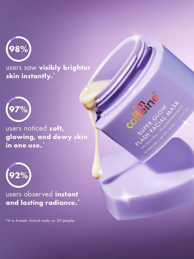 mCaffeine Super Glow Flash Facial 25% AHA+BHA+PHA Mask - Image 7