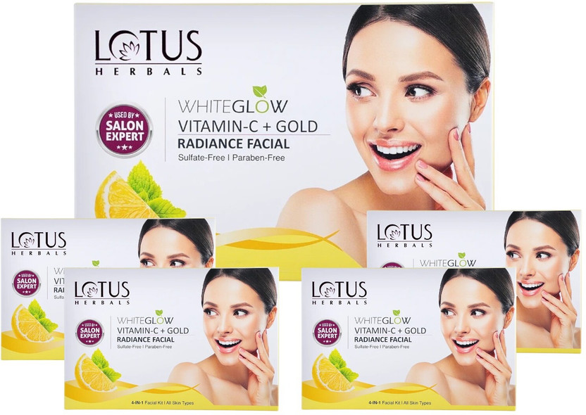 LOTUS HERBALS WhiteGlow Vitamin C + Gold Radiance Facial Kit(4 in 1) (57 g × 4)