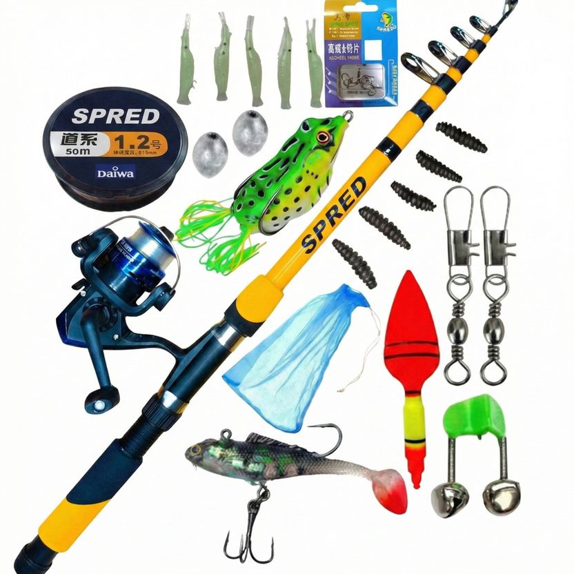 Abirs Complete Fishing Rod and Reel Set for Beginners Yellow - Image 1