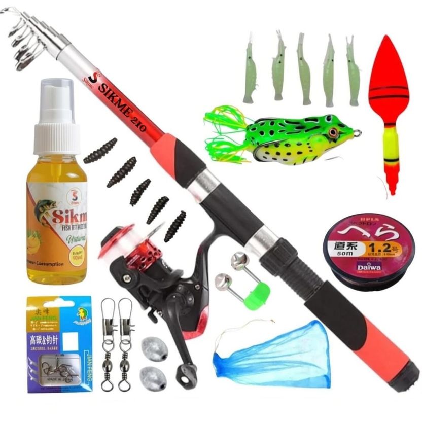 Sikme 7ft Fishing Rod and Reel Combo Red - Image 1