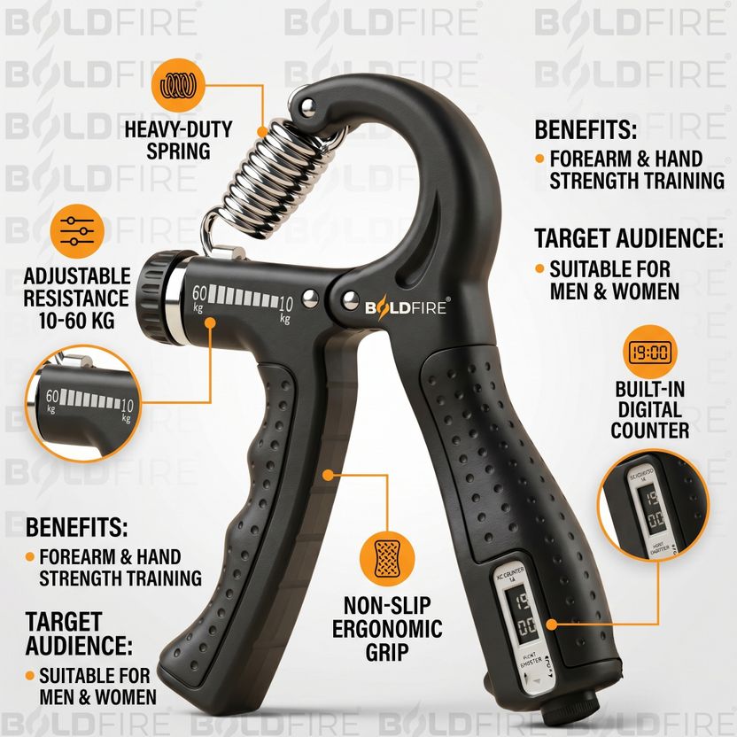 BoldFire Adjustable Hand Grip Strengthener - Image 2