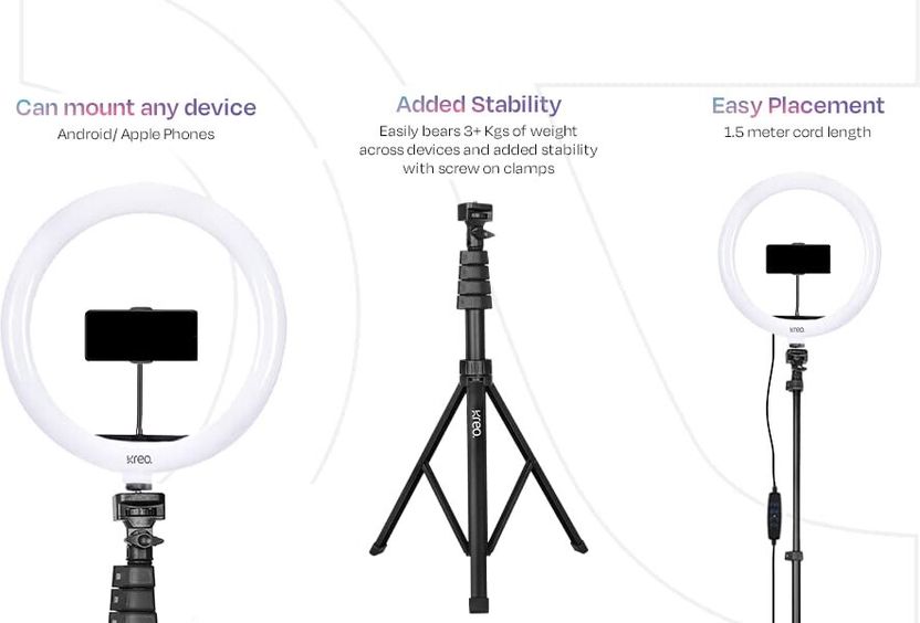Kreo Halo 12 Inch Ring Light with Tripod - Image 2