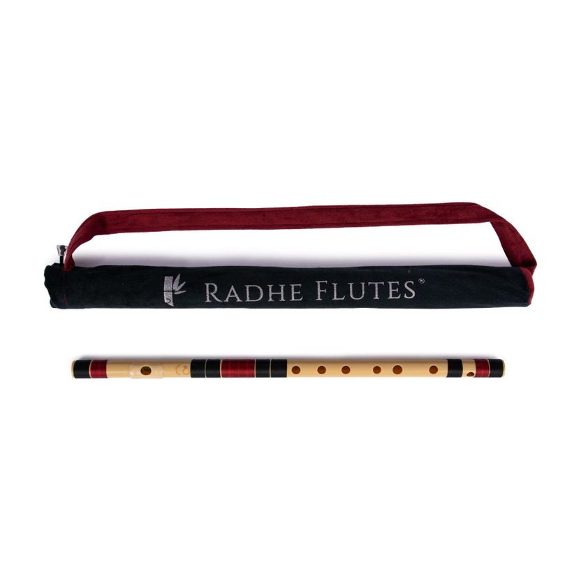 Radhe C Sharp Middle Octave Right Handed Black & Maroon Flute - Image 1
