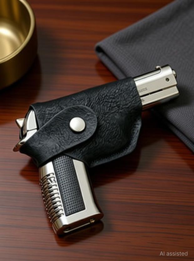 NSV 608 Metal Gun Lighter Nickel - Image 3