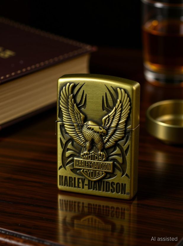 VIOVI Gold Harley Davidson Refillable Zippo - Image 2