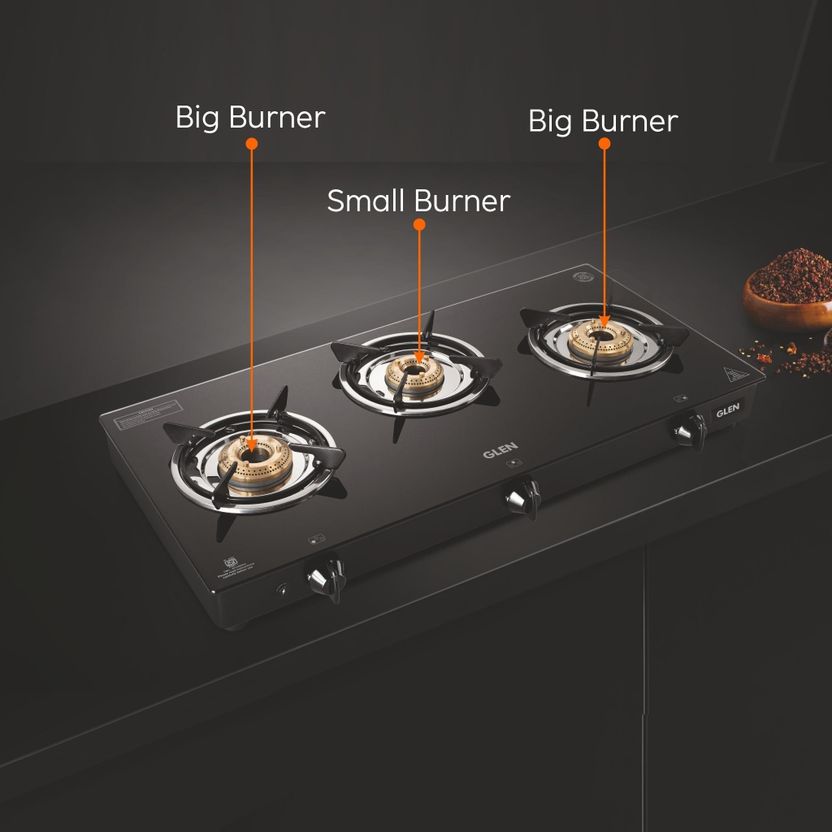 Glen LPG Rapid GT BLK ISI Gas stoves 3 Burner Glass Manual Gas Stove Price in India - Image 8