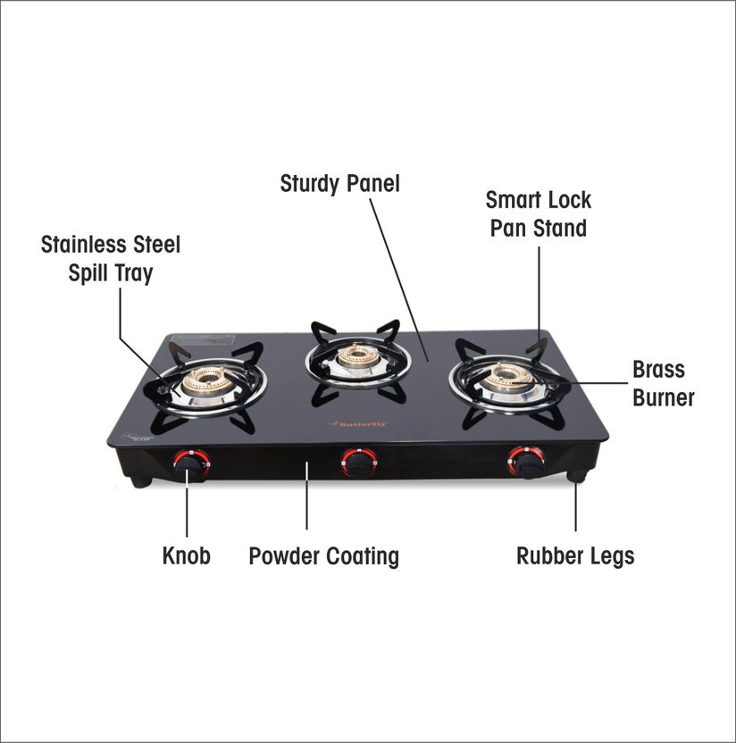 Butterfly RAPID 3B Glass Manual Gas Stove - Image 8