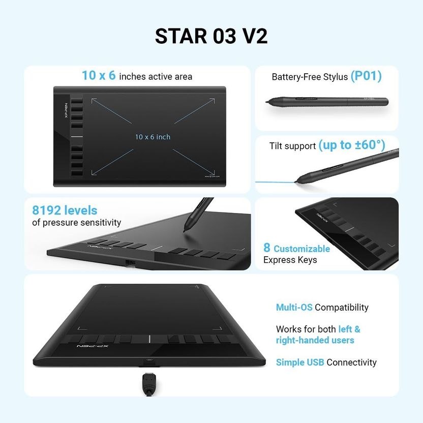 XP Pen V2 Star 03 10x6 inch Graphics Tablet - Image 3