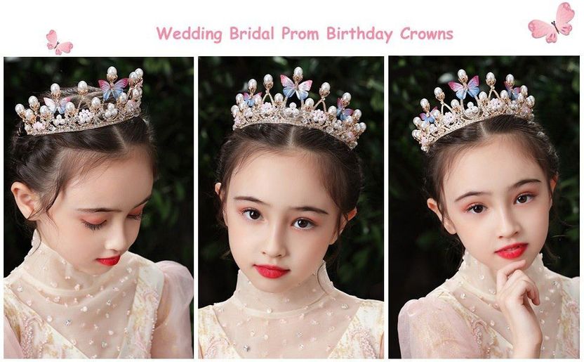 Emergity Crystal Tiara Crown, Pearl Crown for Princess Costumes Hair Band - Image 6