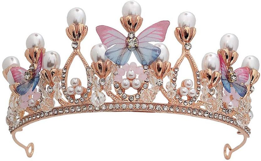 Emergity Crystal Tiara Crown, Pearl Crown for Princess Costumes Hair Band - Image 2
