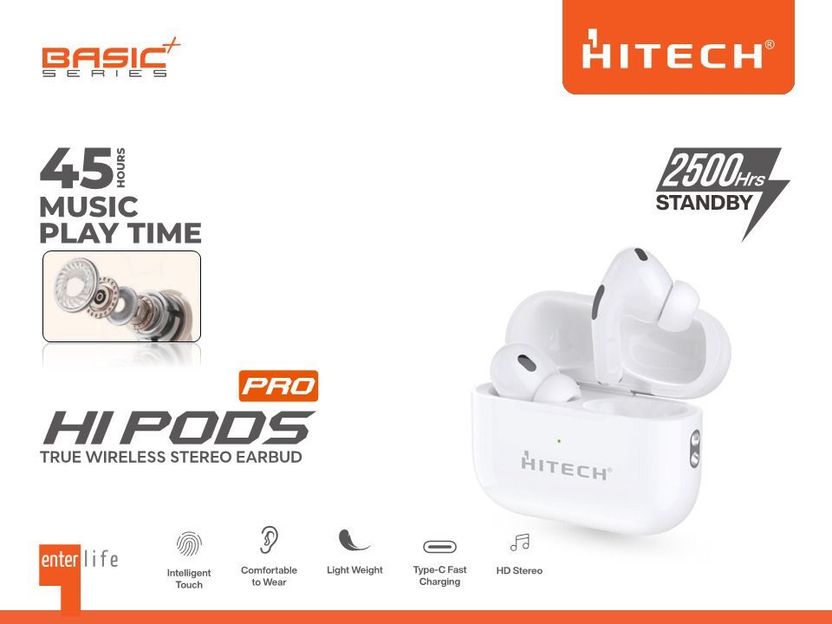 HITECH HIPODS PRO BASIC Bluetooth Headset (White, True Wireless) - Image 4