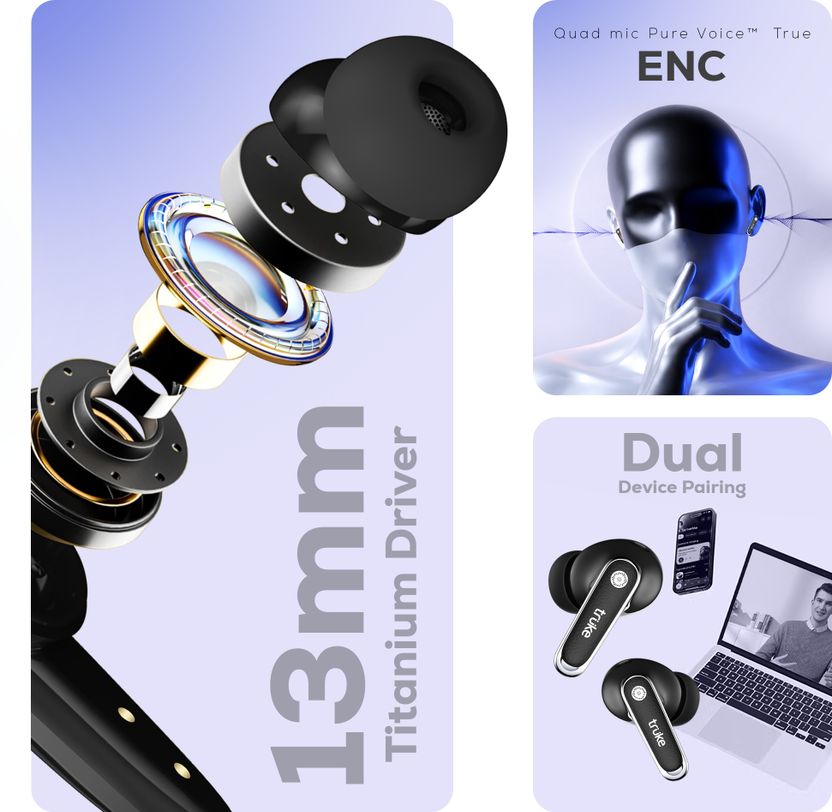 truke Mega 12 Leather Finish TWS Earbuds - Image 2