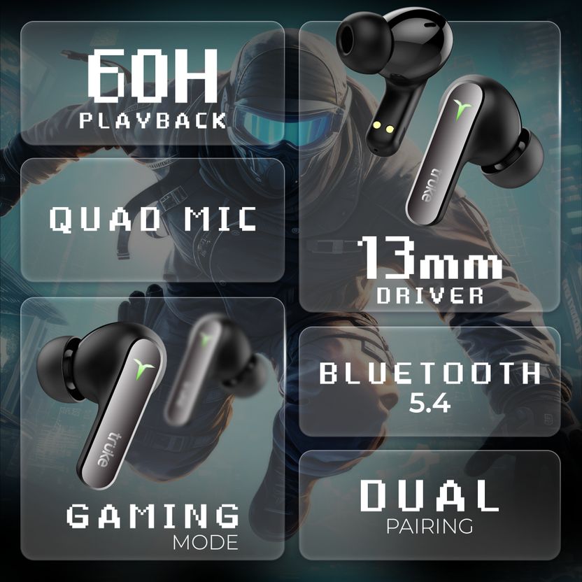 truke BTG Flex buds with Dual Pairing, 60Hrs Battery - Image 2