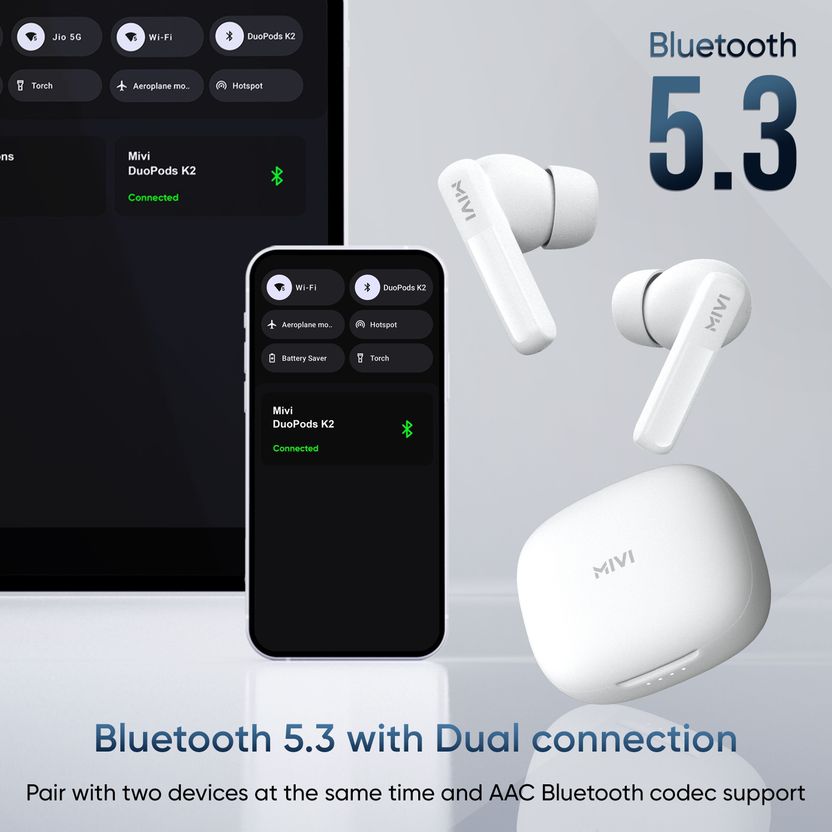 Mivi Duopods K2, 40Hrs PT, HD Call, Fast Charging, 50ms - Image 8