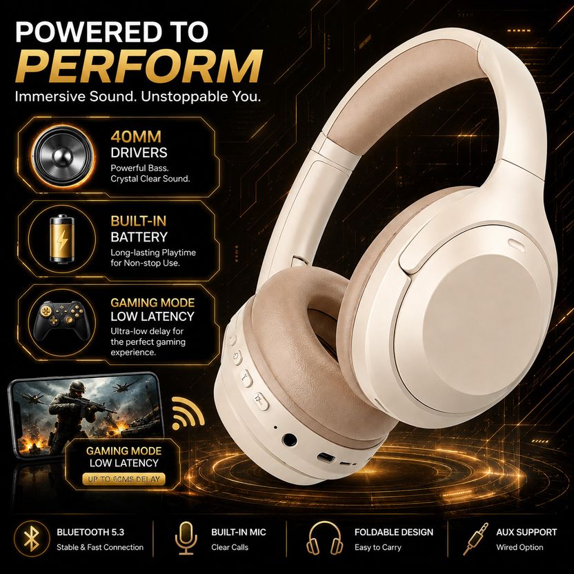 Coracao Wireless Bluetooth Headphones with 50Hr Runtime - Image 5