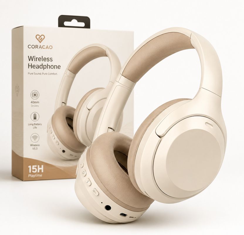 Coracao Wireless Bluetooth Headphones with 50Hr Runtime - Image 1