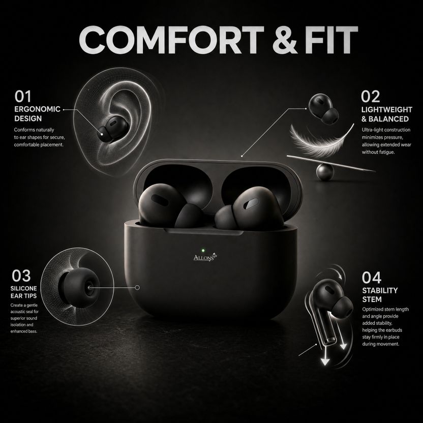 allons Premium Pro Wireless ANC Ultra Earbuds P250 - Image 6