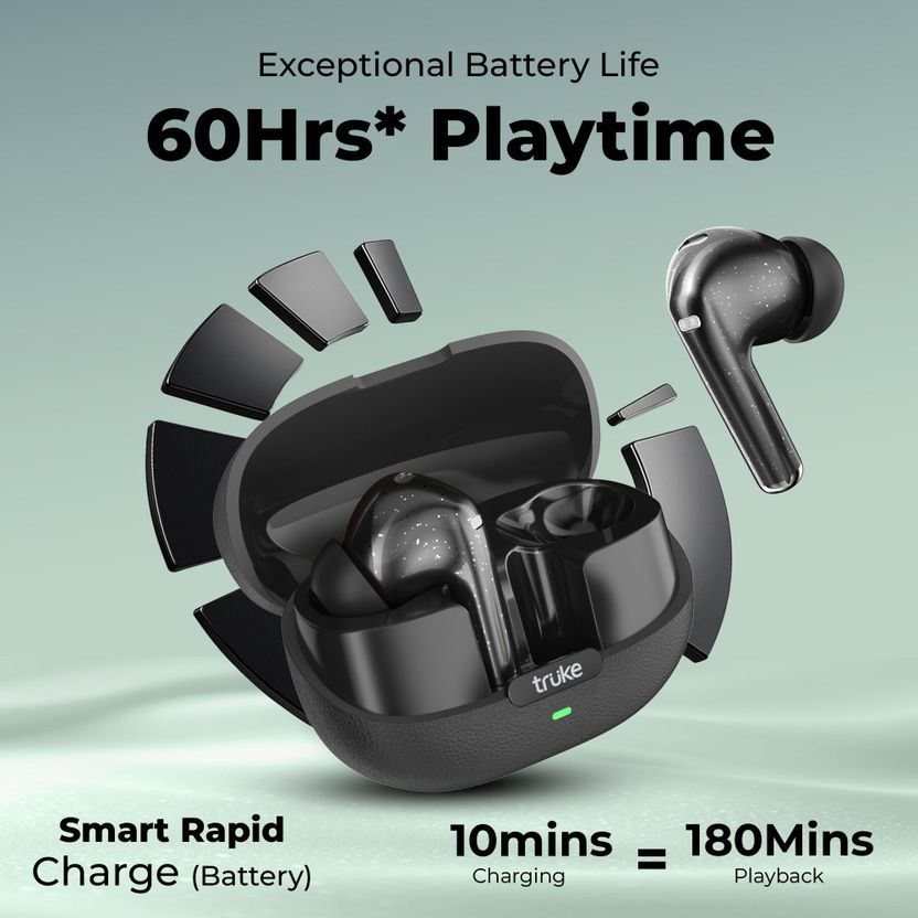 truke AuraPro 60H TWS Earbuds, Leather Finish, Dual Pair - Image 4