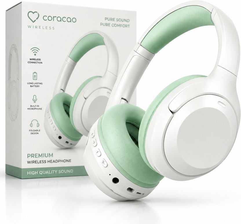 Coracao Wireless Bluetooth Headphones with 50Hr Runtime - Image 8