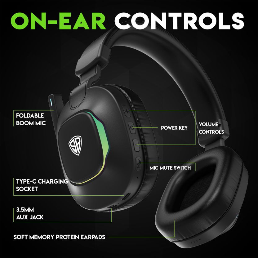 SpinBot Headphones with 50ms Low Latency & RGB Lights - Image 3