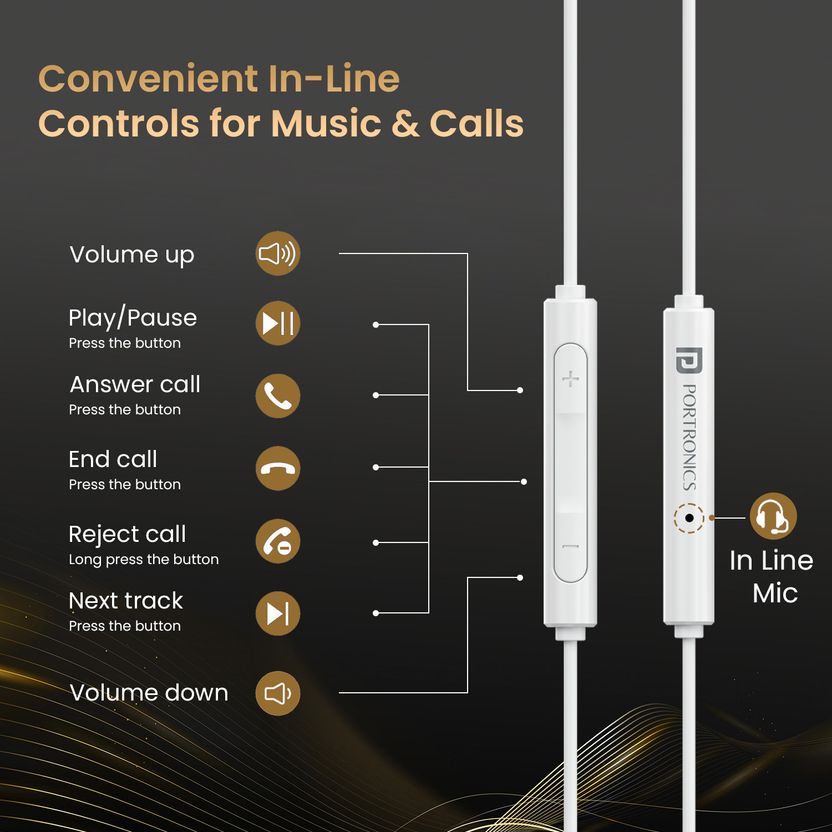 Portronics Conch Theta A Wired Earphones with Mic - Image 8