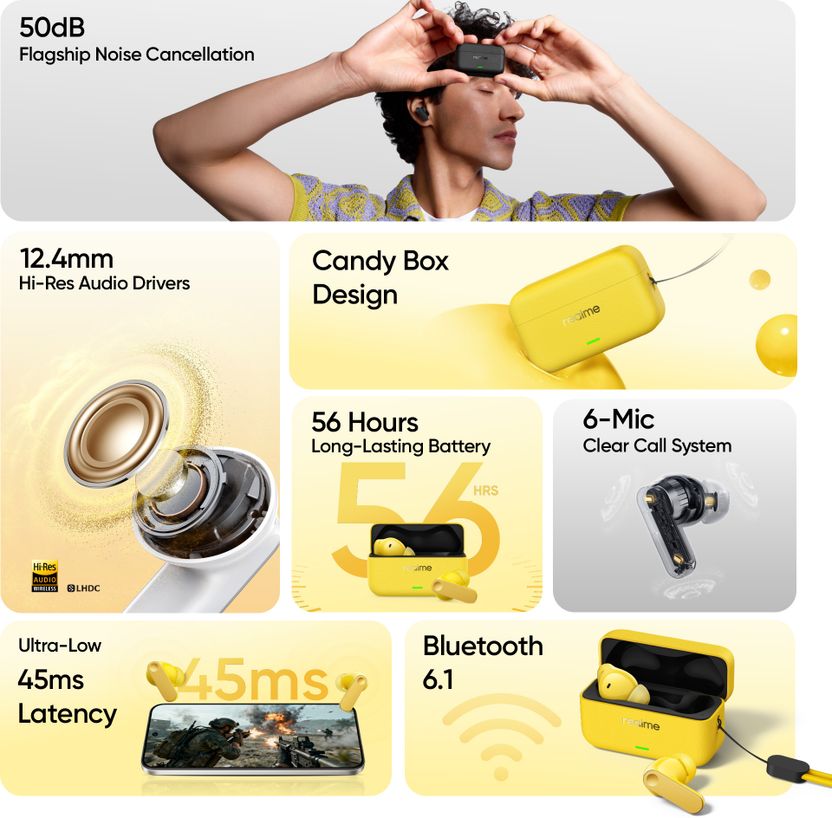 realme Buds T500 Pro TWS Earbuds with 50dB ANC - Image 5