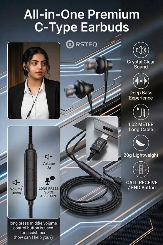 RSTEQ C Type Magnetic Bud Wired Earphone - Image 6