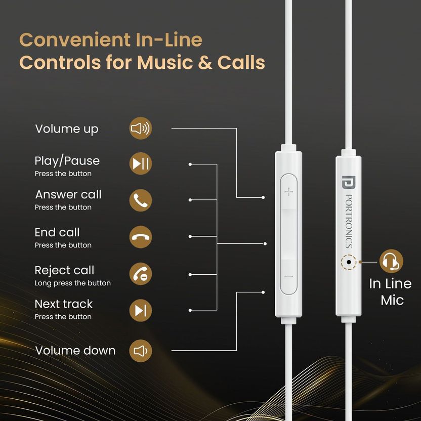 Portronics Conch Theta C Type C Wired Earphone - Image 8