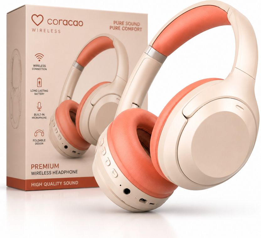Coracao Wireless Bluetooth Headphones with 50Hr Runtime - Image 9