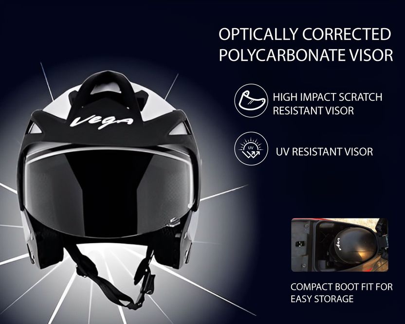 VEGA Crux Open Face Motorbike Helmet - Image 4