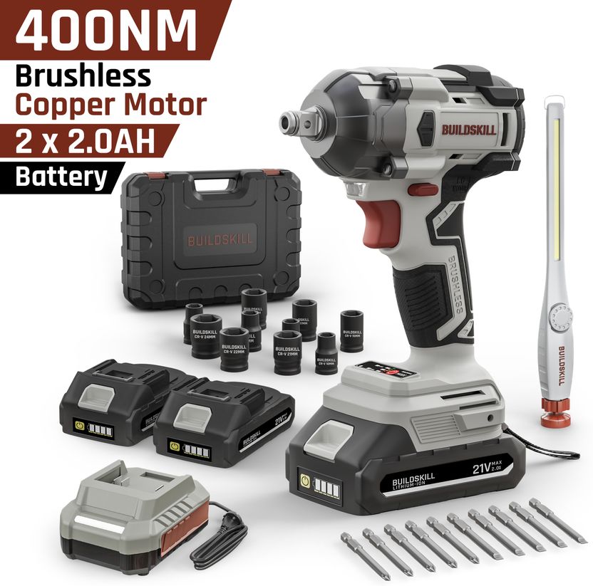 BUILDSKILL 400NM 21V Brushless Cordless Impact Wrench - Image 1