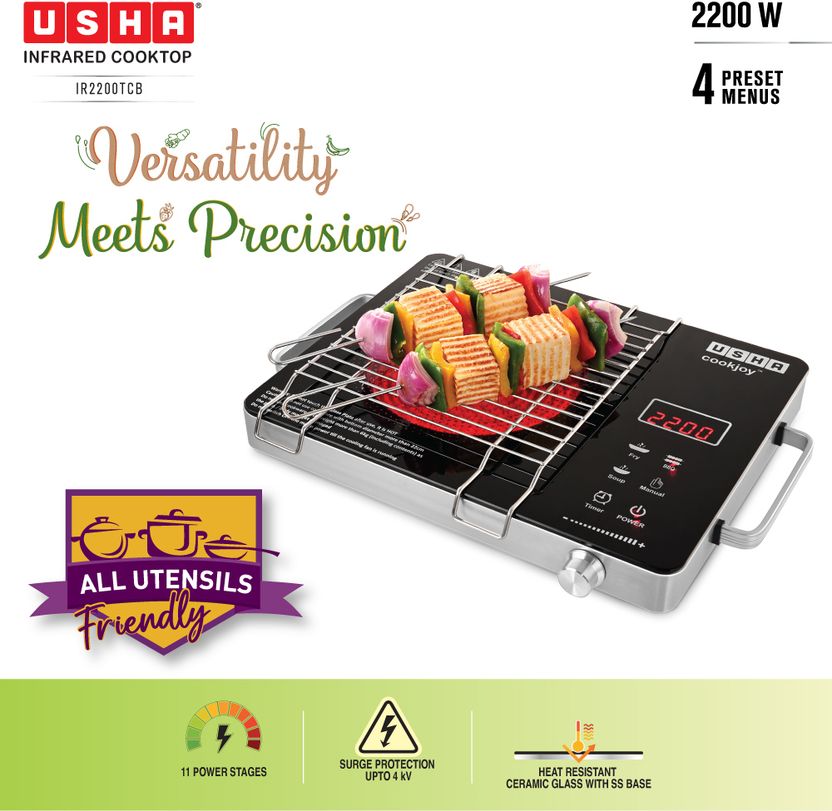 USHA 2200W Infrared Cooktop Black - Image 2