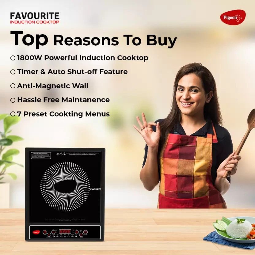 Pigeon 1800 W Induction Cooktop Push Button (Black, Favourite) - Image 4