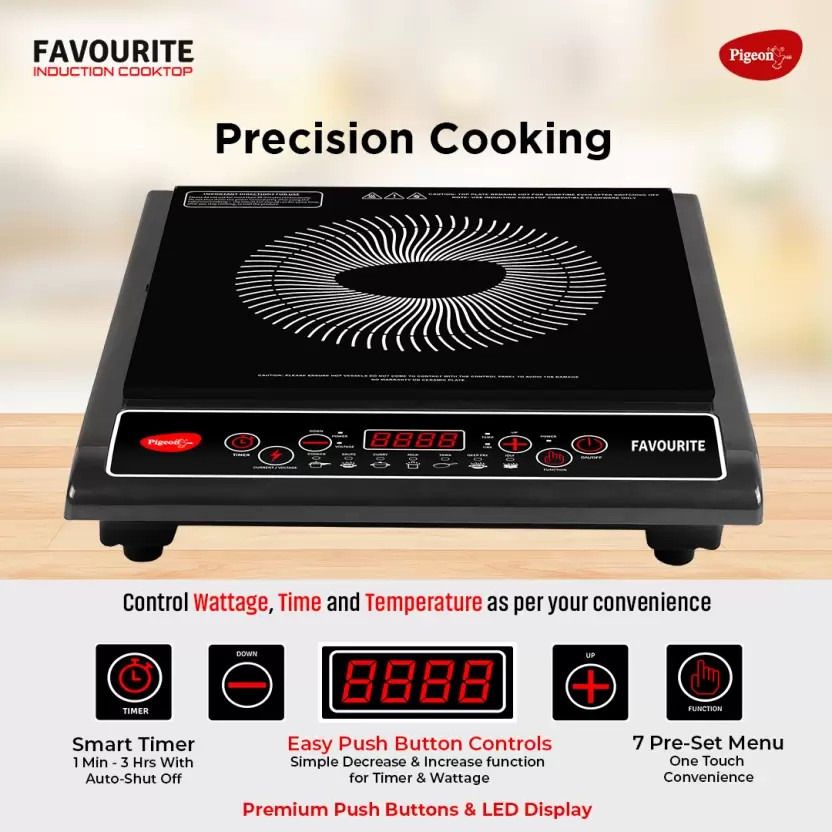 Pigeon 1800 W Induction Cooktop Push Button (Black, Favourite) - Image 5